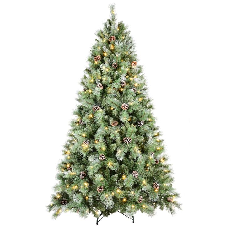 6 ft. Christmas Tree Pre Lit with 300 Warm White LED Lights 988 PVC Hard Needle Tips