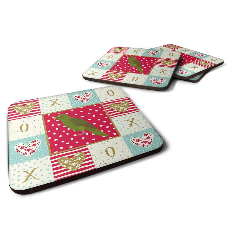 Caroline's Treasures CK5519FC Amazon Parrot Love Foam Set of 4 coasters, Multicolor image number 0