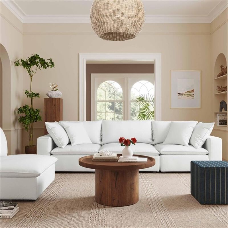 TOV Furniture Cali Pearl Modular White Upholstered 4 Piece Sectional image number 5