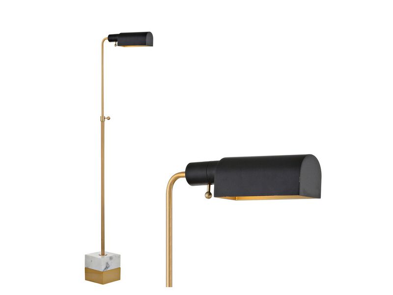 Iva Adjustable Brass Library LED Floor Lamp