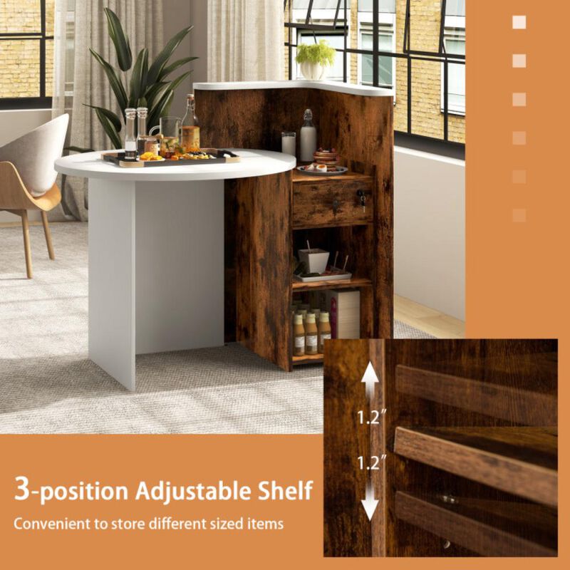 Hivvago Front Reception Office Desk with Open Shelf and Drawer