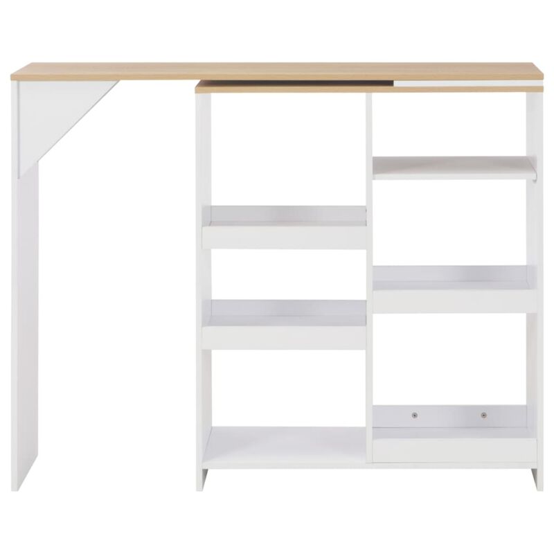 vidaXL Bar Table with Moveable Shelf White 54.33"x15.75"x47.24" image number 2