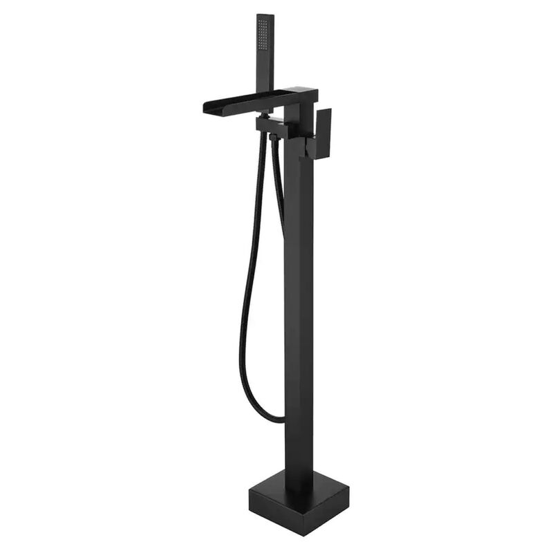 1-Handle Freestanding Bathtub Faucet With Hand Shower, Matte Black