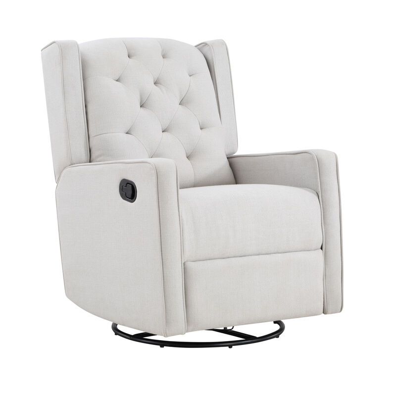 Milah Tufted Swivel Glider Recliner In Light Fabric