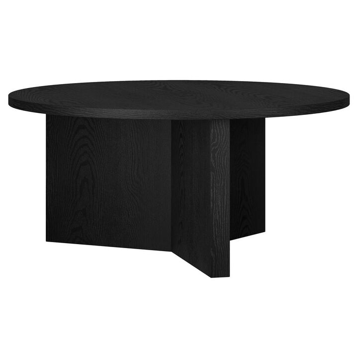 Hudson&Canal Anders 36 Wide Round Coffee Table in Black Grain