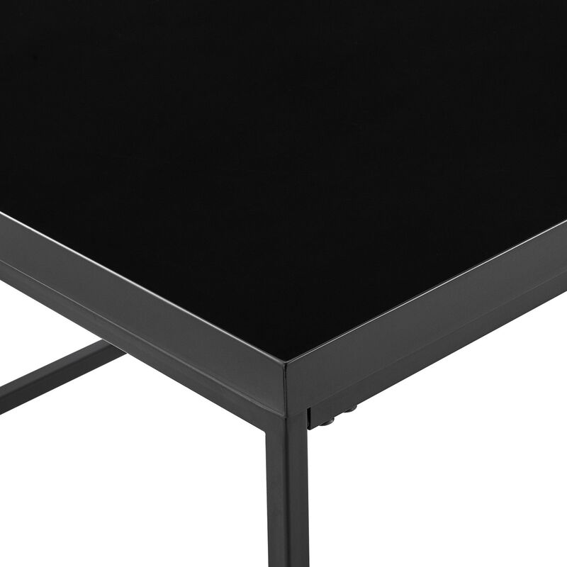 Homezia Modern Black Gloss and Matte Black Cube Side Table