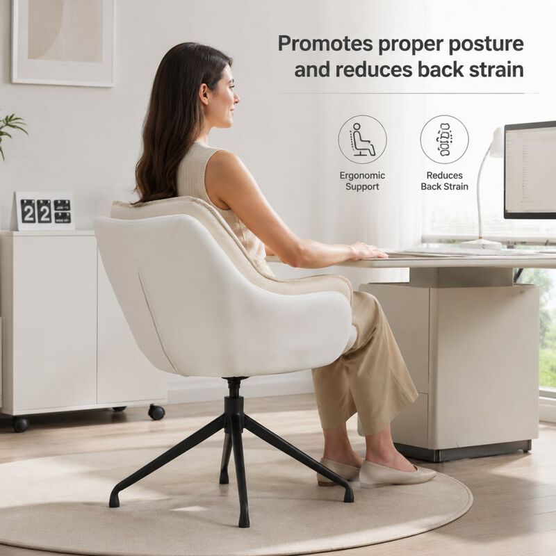 GOODSILO Ergonomic High Back Faux Leather Office Chair with Adjustable Height, 360&deg; Swivel and Soft Padding for All-Day Comfort image number 4