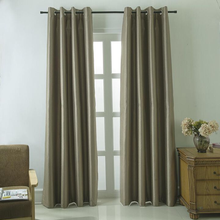 RT Designers Collection Shelton Faux Silk Single Curtain Panel With 8 Grommets - 54x84" Taupe