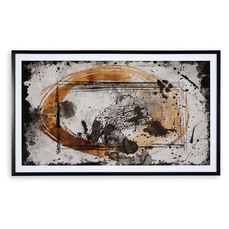 37 x 63 Inch Wall Art Decor, Framed Acrylic, Modern Abstract Black, Brown image number 2