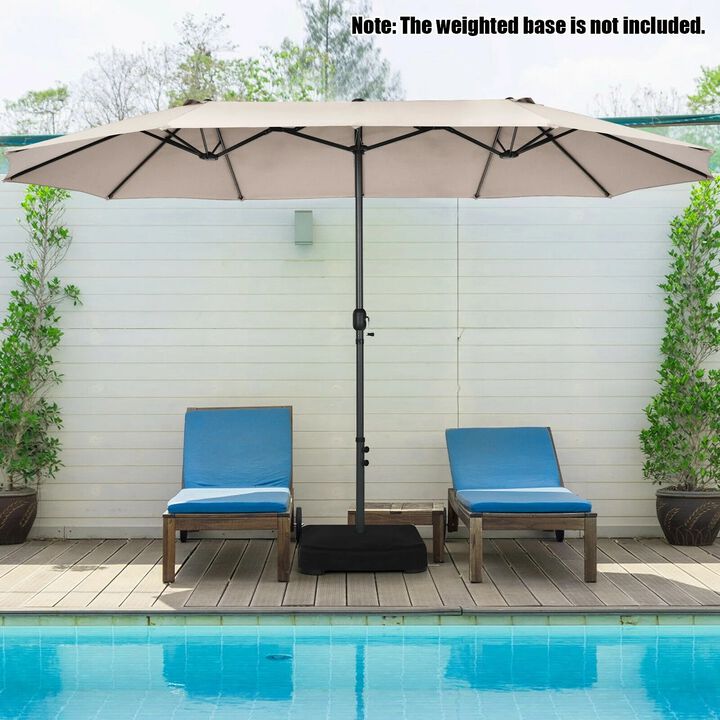 Mondawe 15 Feet Patio Double-Sided Umbrella with Hand-Crank System
