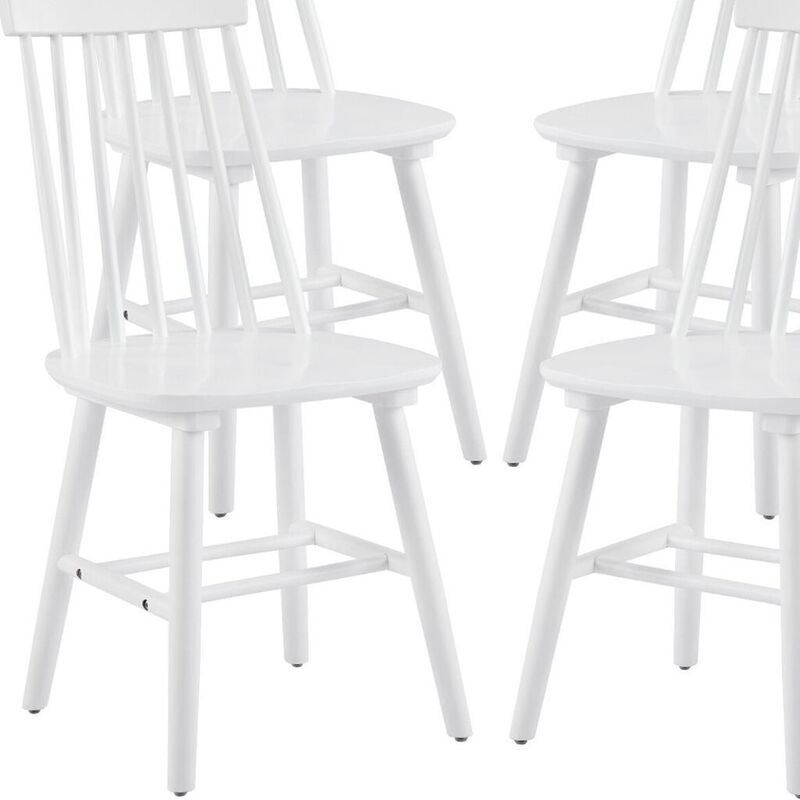HomeRoots Set of Four White Solid Wood Windsor Back Dining Side Chairs image number 5