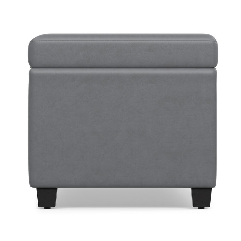 Avalon 54 inch Wide Contemporary Rectangle Extra Large Storage Ottoman Bench in Stone Grey PU faux leather, Assembled image number 3
