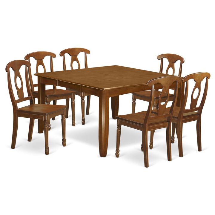 7 PC Dining room set-Dinette Table with Leaf and 6 Kitchen Chairs.