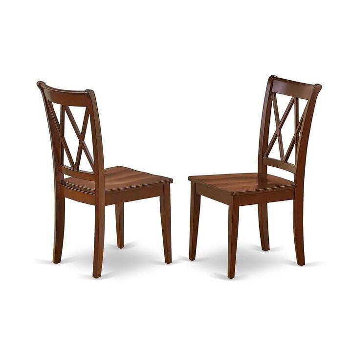 Clarksville Dining Chairs - Double Cross Back Solid Wood Seat Chairs, Set of 2, Mahogany