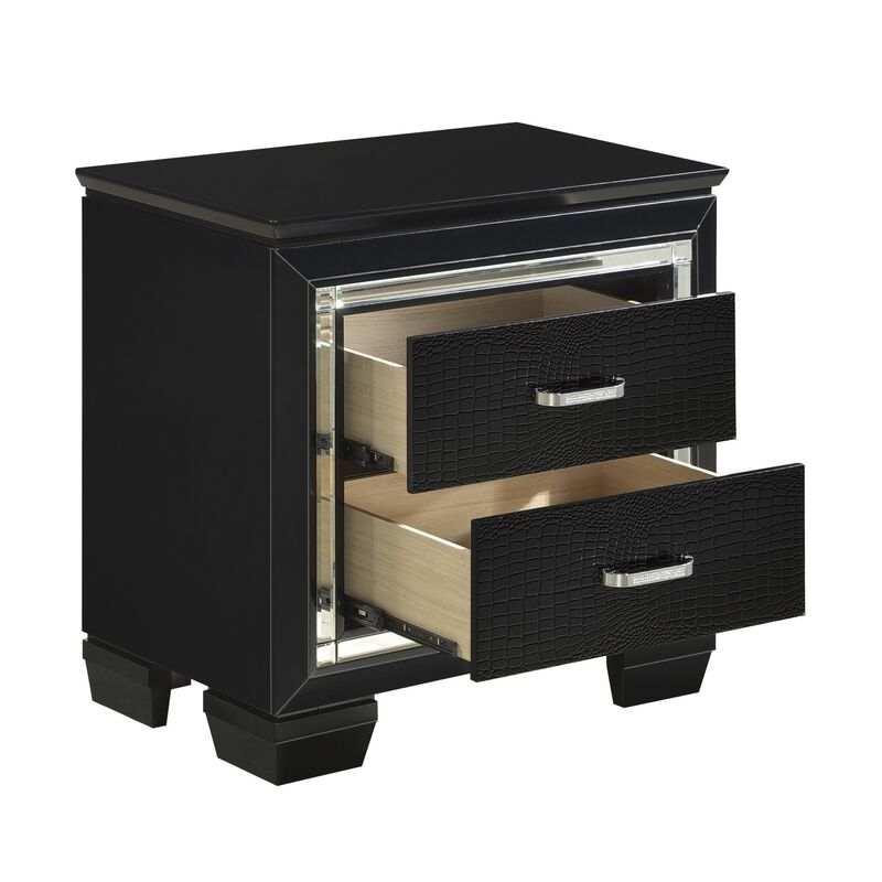 Streamdale Chic 1-Drawer Nightstand with Alligator-Embossed Fronts image number 2