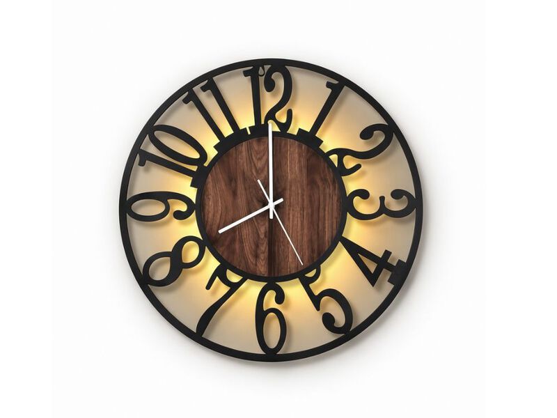 LED Rustic Wood Farmhouse Black Wall Clock 20 Inch Silent Non Ticking image number 0