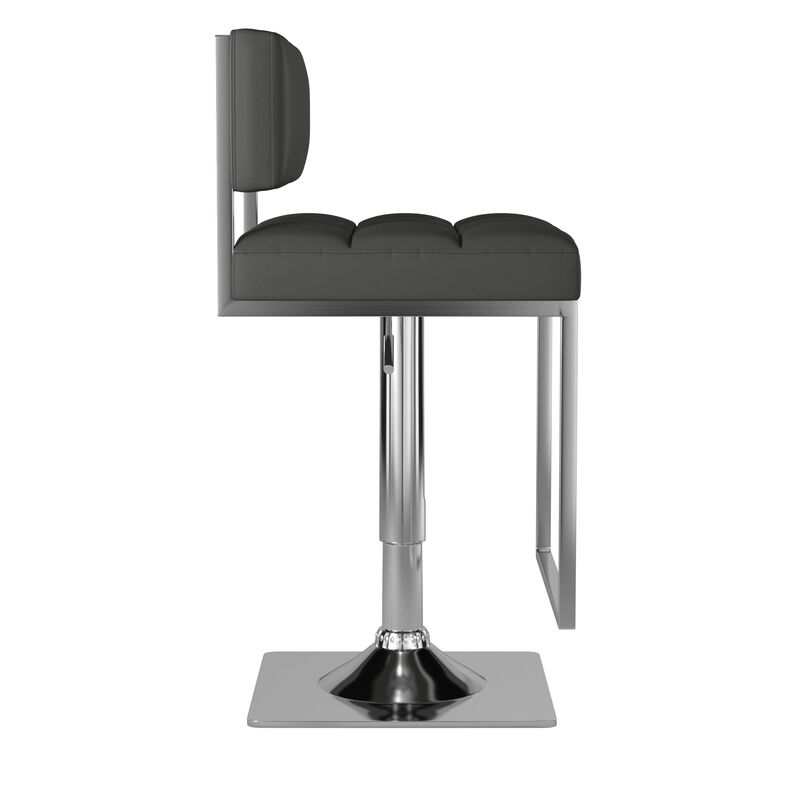 Classic Adjustable Metal Bar Stool, Gray & Silver