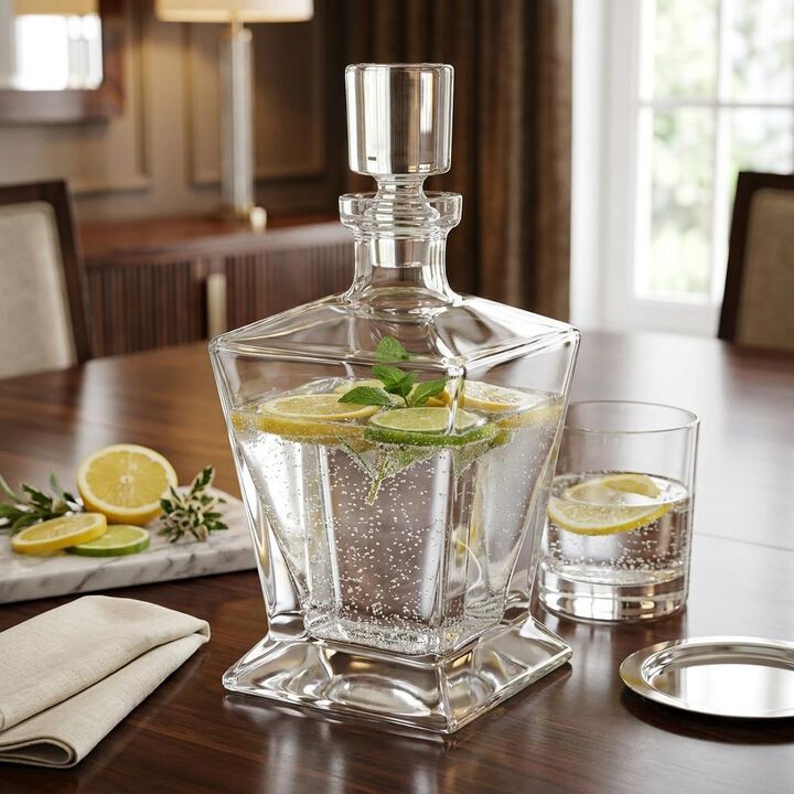 HomeRoots Clear Crystal Angular Shape Stemless Decanter