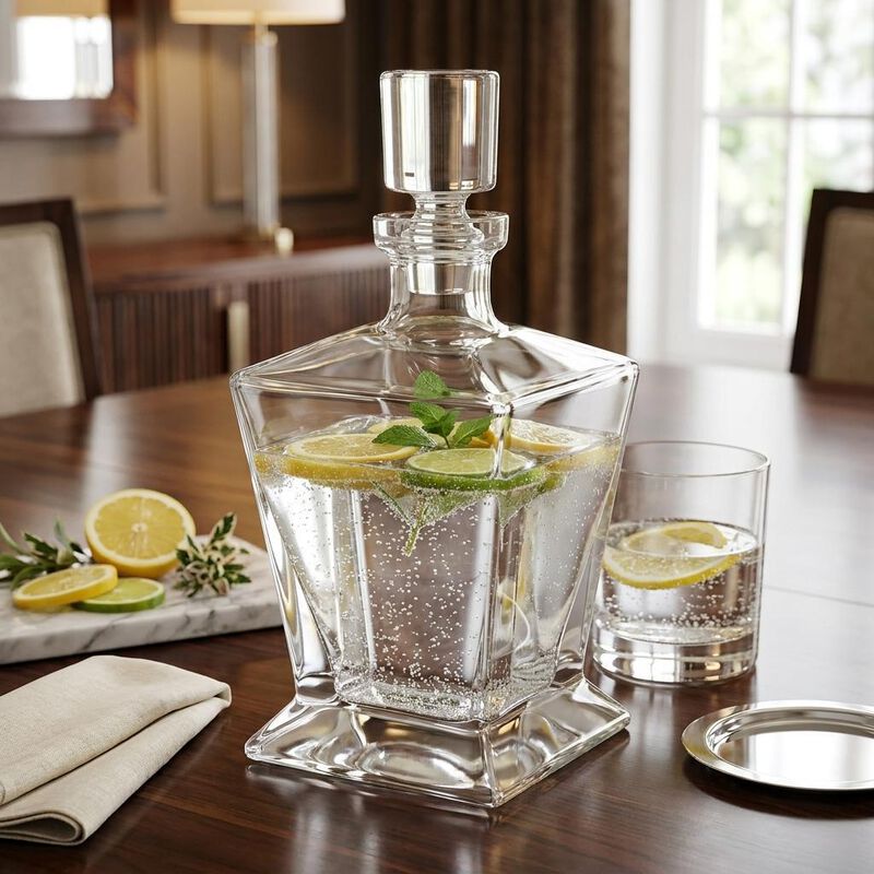 HomeRoots Clear Crystal Angular Shape Stemless Decanter image number 1