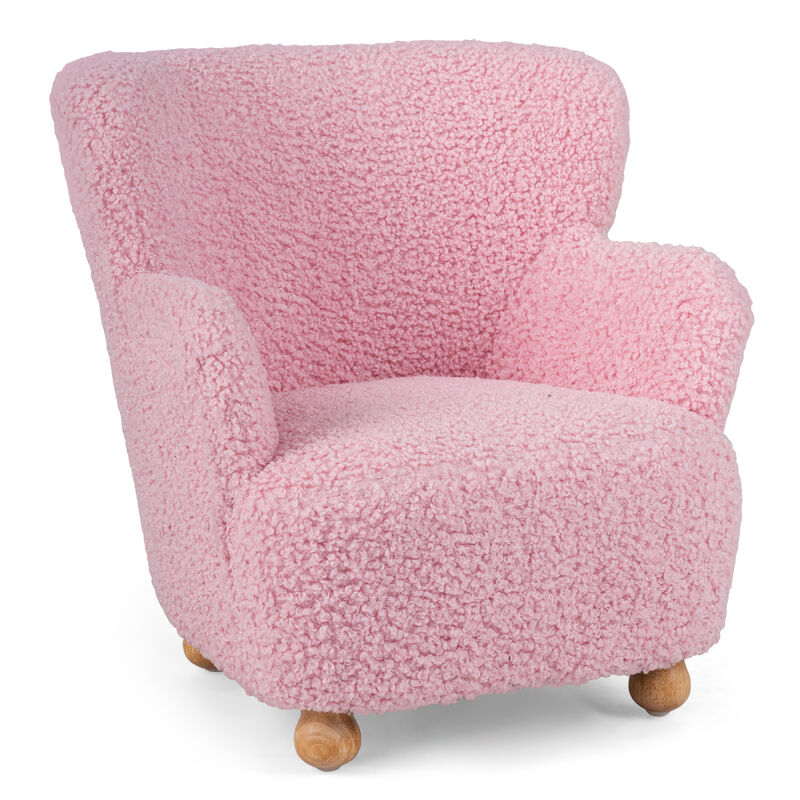 Toddler Sherpa Sofa Chair with Sturdy Rubber Wood Legs image number 3