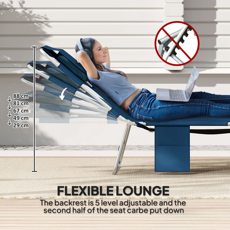 Hivvago Adjustable Outdoor Chaise Lounge Chair with Pillow image number 3