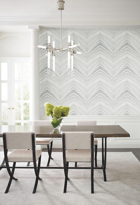 Onyx Strata Sheer Grey Peel & Stick Wallpaper