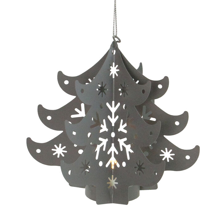 4.5" Prelit Gray Cut Out Tree Christmas Ornament