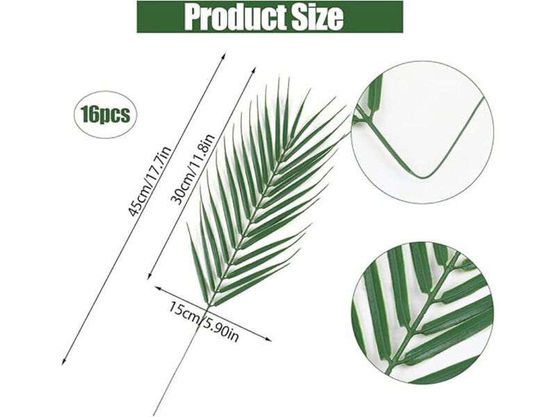 16 Piece Artificial Palm Stems Home Decor Leaves Large Fronds image number 2