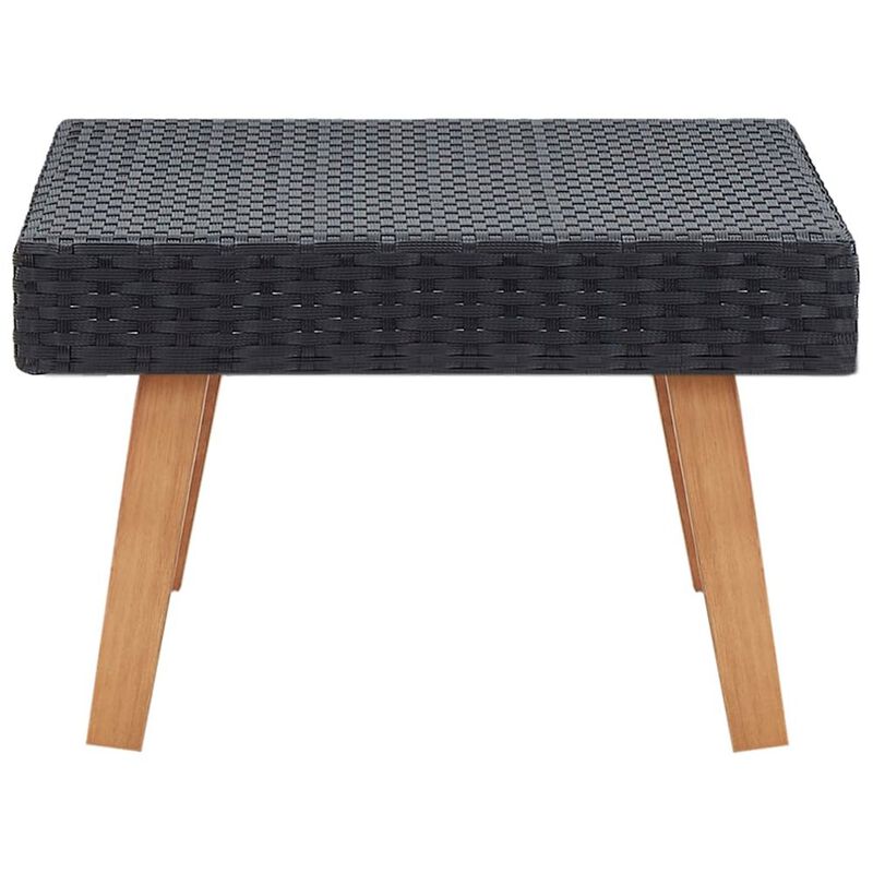 Coffee Table Black PE rattan, powder-coated steel, eucalyptus wood