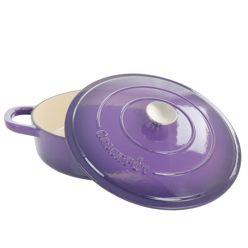 Crock-Pot Artisan 2 Piece 5 Quart Enameled Cast Iron Braiser with Lid in Lavender