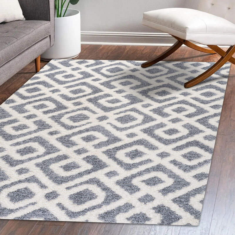 Astrid Retro Trellis High-Low Area Rug