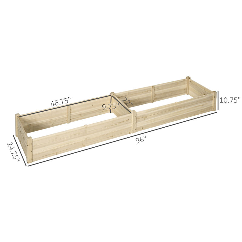 Hivvago 96" Wooden Raised Garden Bed with 2 Planter Boxes image number 2