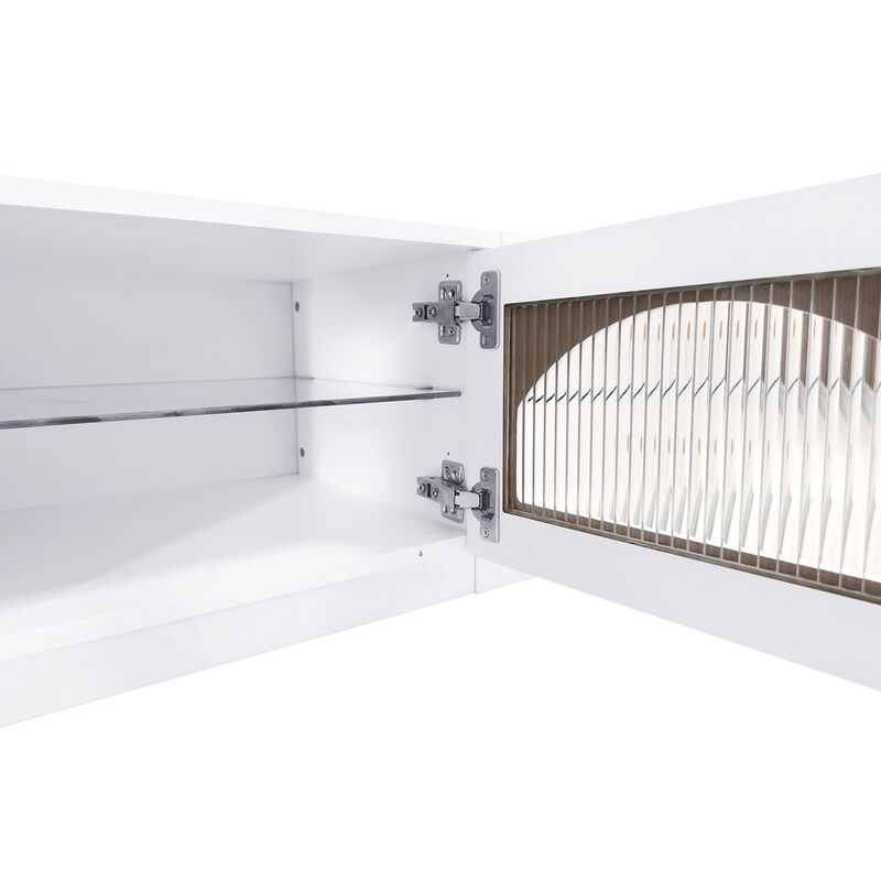 Merax Luxurious TV Stand with Fluted Glass Doors