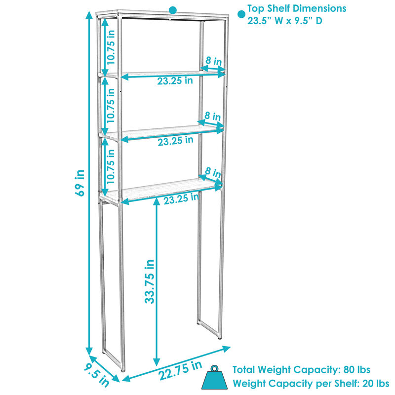 Sunnydaze 4-Tier Industrial Over-the-Toilet Storage Shelf