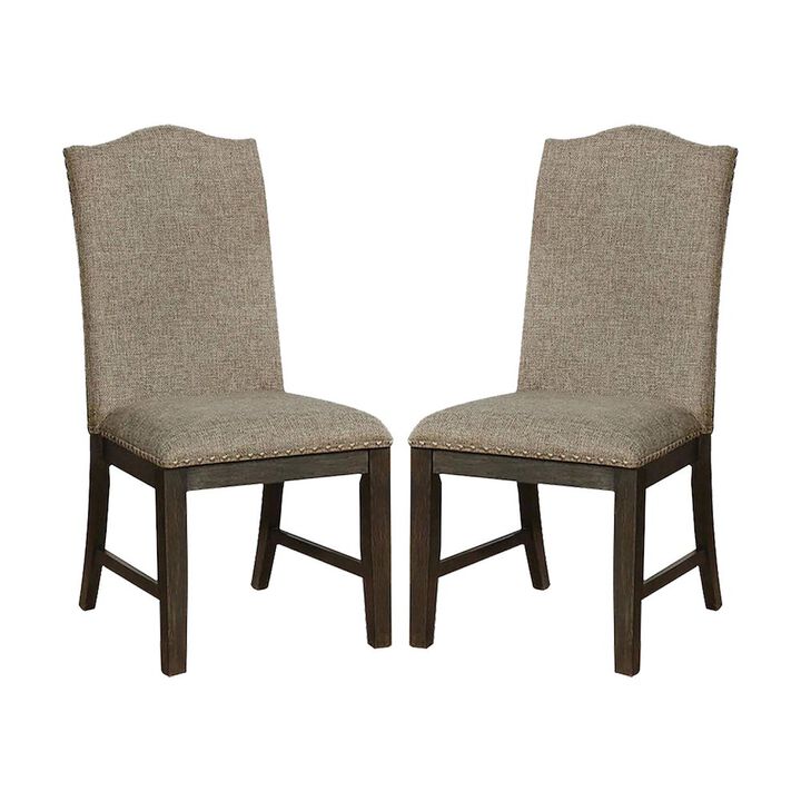Simple Relax Set Of 2 Fabric Upholstered Dining Side Chairs, Espresso