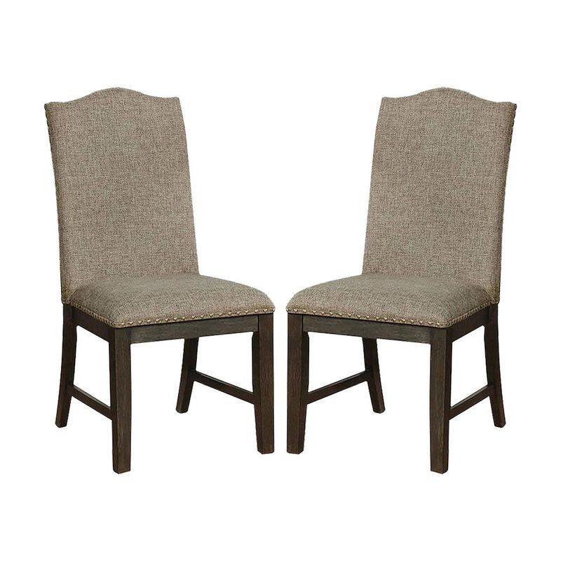Simple Relax Set Of 2 Fabric Upholstered Dining Side Chairs, Espresso image number 0