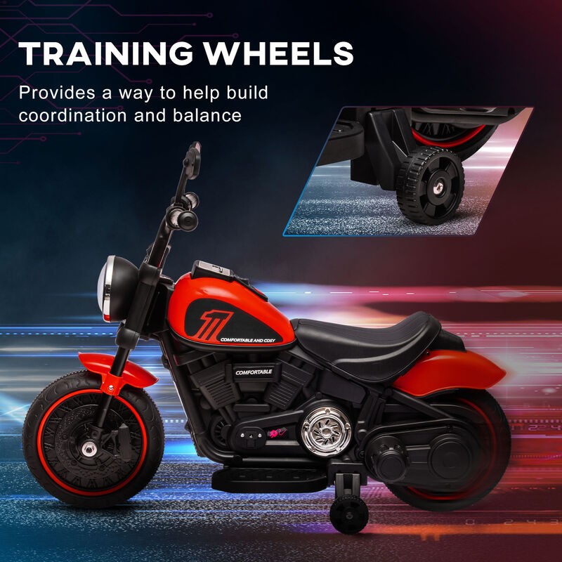 BreeBe 6V Kids Motorcycle w/ Training Wheels, Single-Button Start image number 4