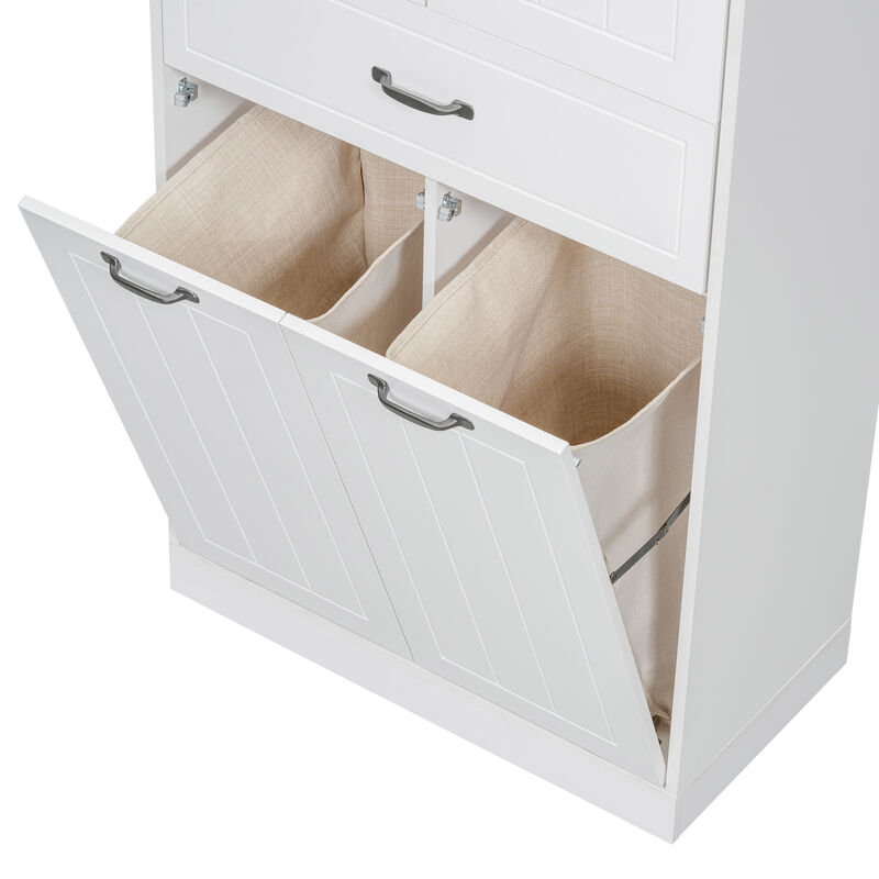 Merax Bathroom Storage Cabinet with 2 Laundry Baskets
