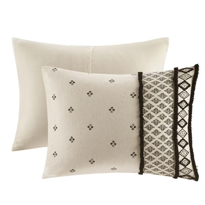 Gracie Mills Fannie Boho Eclectic Cotton and Flax Linen Blend Comforter Set