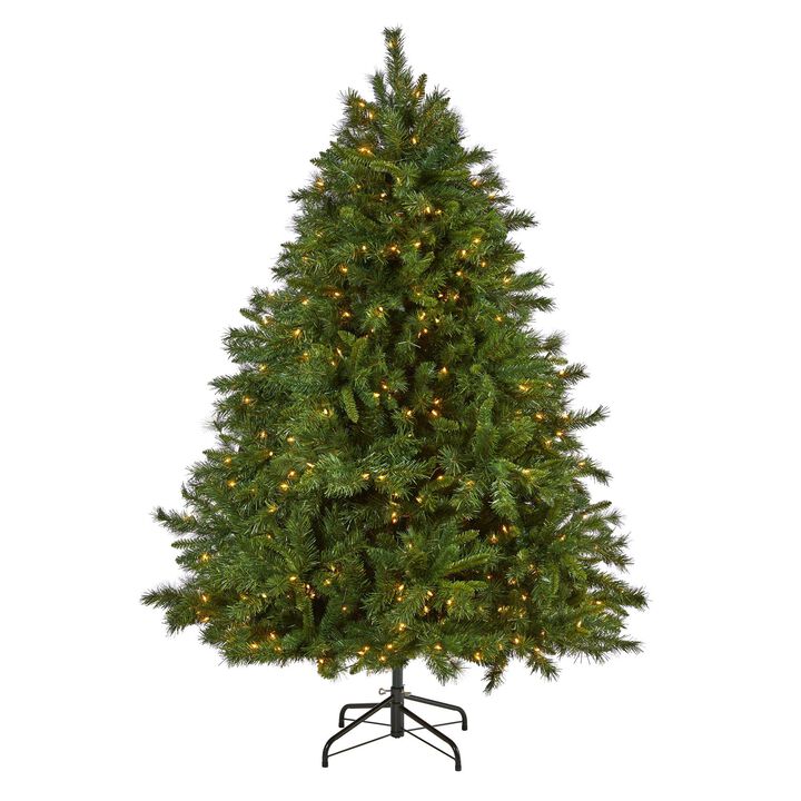 Nearly Natural Wyoming Mixed Pine Artificial Christmas Tree with Clear Lights and Bendable Branches