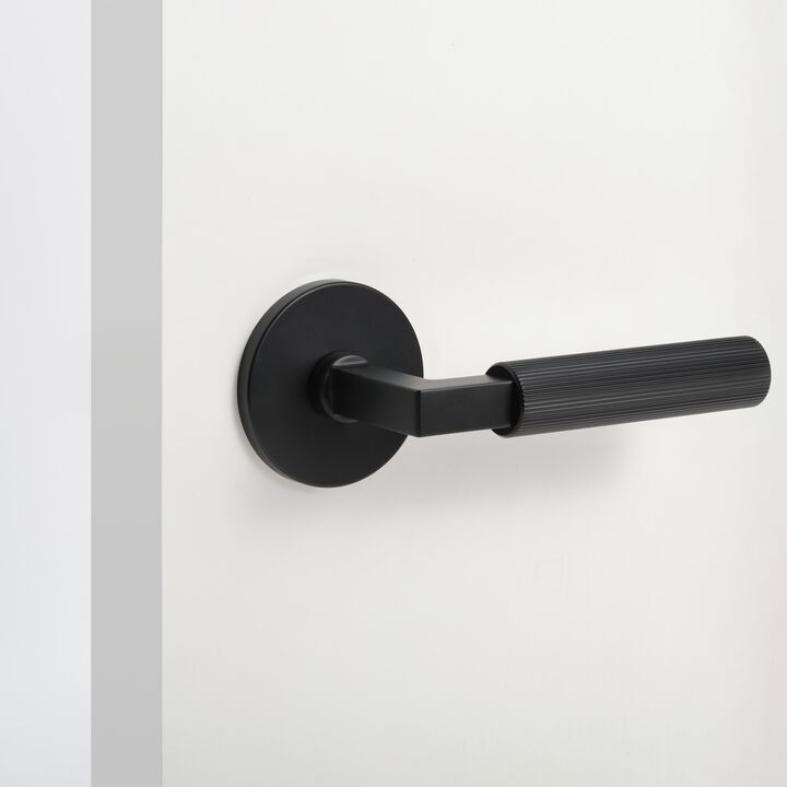 Mila Modern Linear Double Dummy Interior Door Handle with Round Rosette and Concealed Screws
