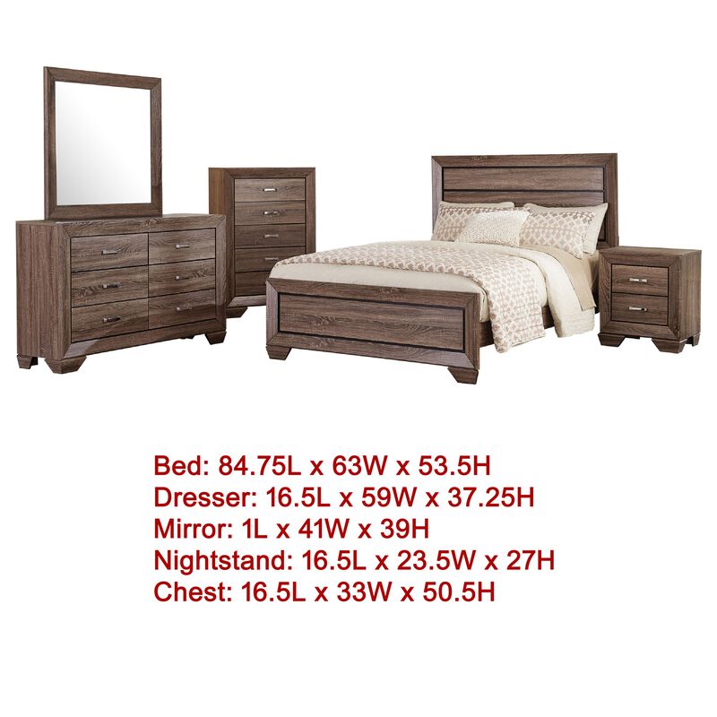 Bello 5pc Queen Bedroom Set, Transitional Washed Taupe Brown n Black
