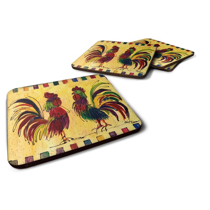 Caroline's Treasures 8062FC Bird-Rooster Foam Coasters (Set of 4), 3.5 H x 3.5 W, Multicolor image number 0
