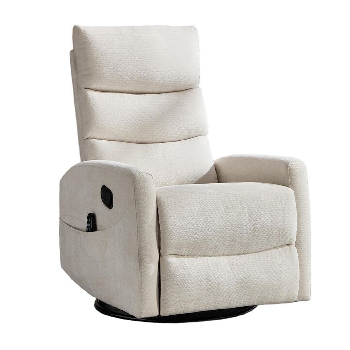Chenille Manual Recliner Chair Swivel Rocker Recliner with Heat & Massage