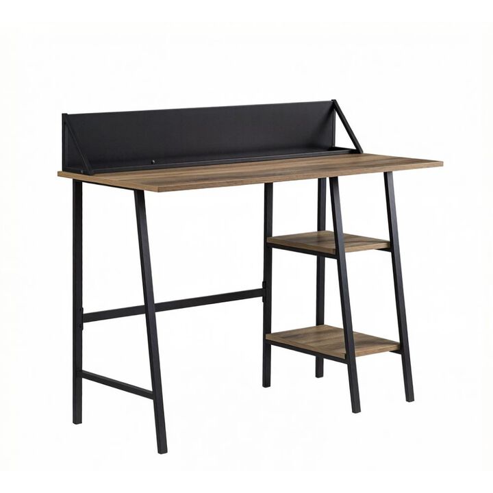 GOODSILO Modern Rustic Oak Writing Desk with Smart Storage Shelf and Tech Holder for Efficient Home Office Workspaces