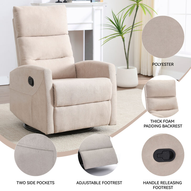 GOODSILO Manual Recliner Chair with Swivel and Rocking Function for Comfortable Living Room Seating image number 3