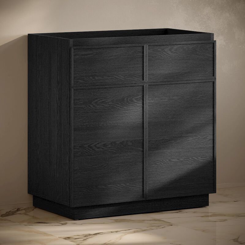 St. Tropez 36" Freestanding Bathroom Vanity Cabinet without Top in Black Oak image number 2