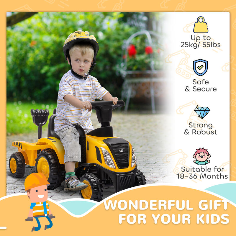 BreeBe Caterpillar Licensed Ride-On Construction Toy with Shovel & Trailer, No Power Ride-on Tractor image number 3