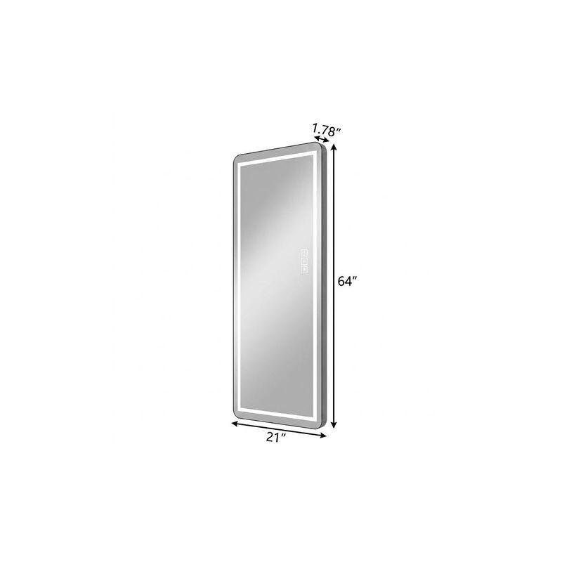 HomeRoots 64" Black Aluminum Lighted Wall Mounted And Freestanding Framed Full Length Mirror image number 2