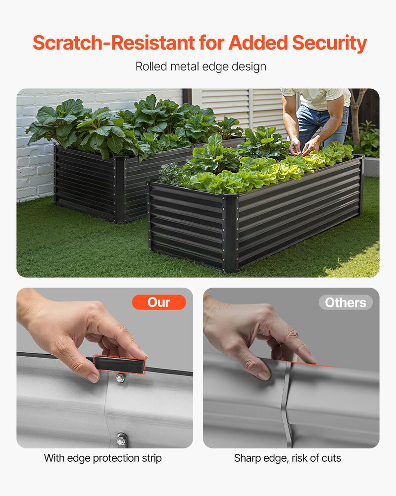 Galvanized Metal Raised Garden Bed for Outdoor Planting, Durable Planter Box